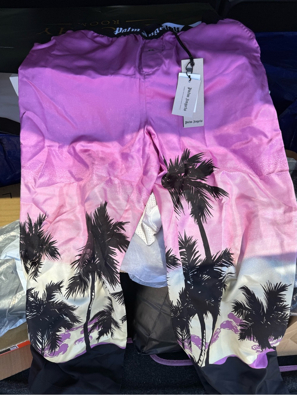 Palm Angels Sunset Pink Gradient Palm-Print Pajama Pants